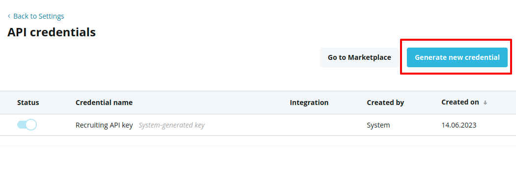 Generate New Credential