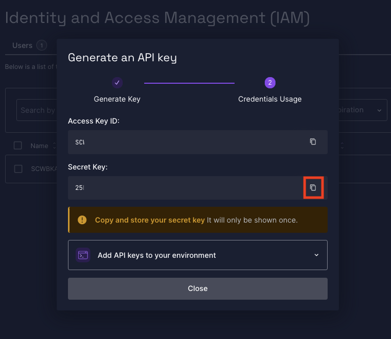 Copy Secret Key