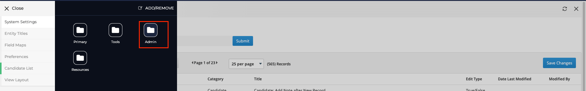 Admin Button