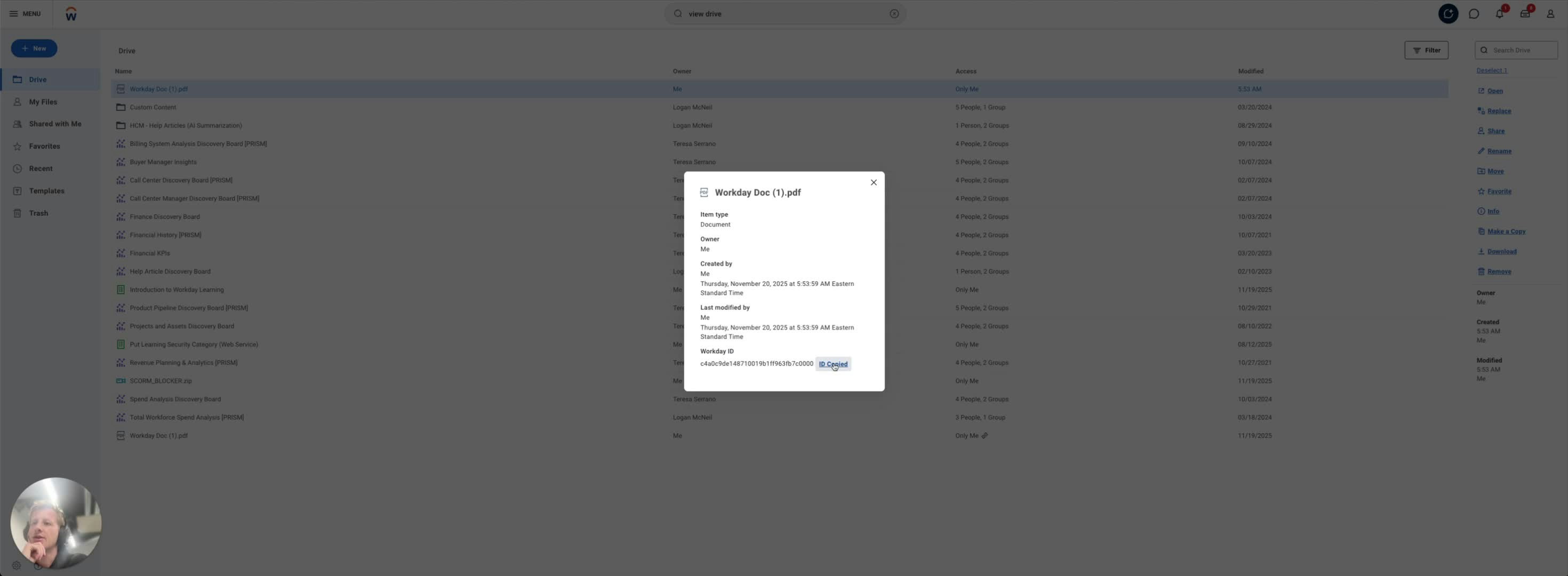 Retrieving Workday ID