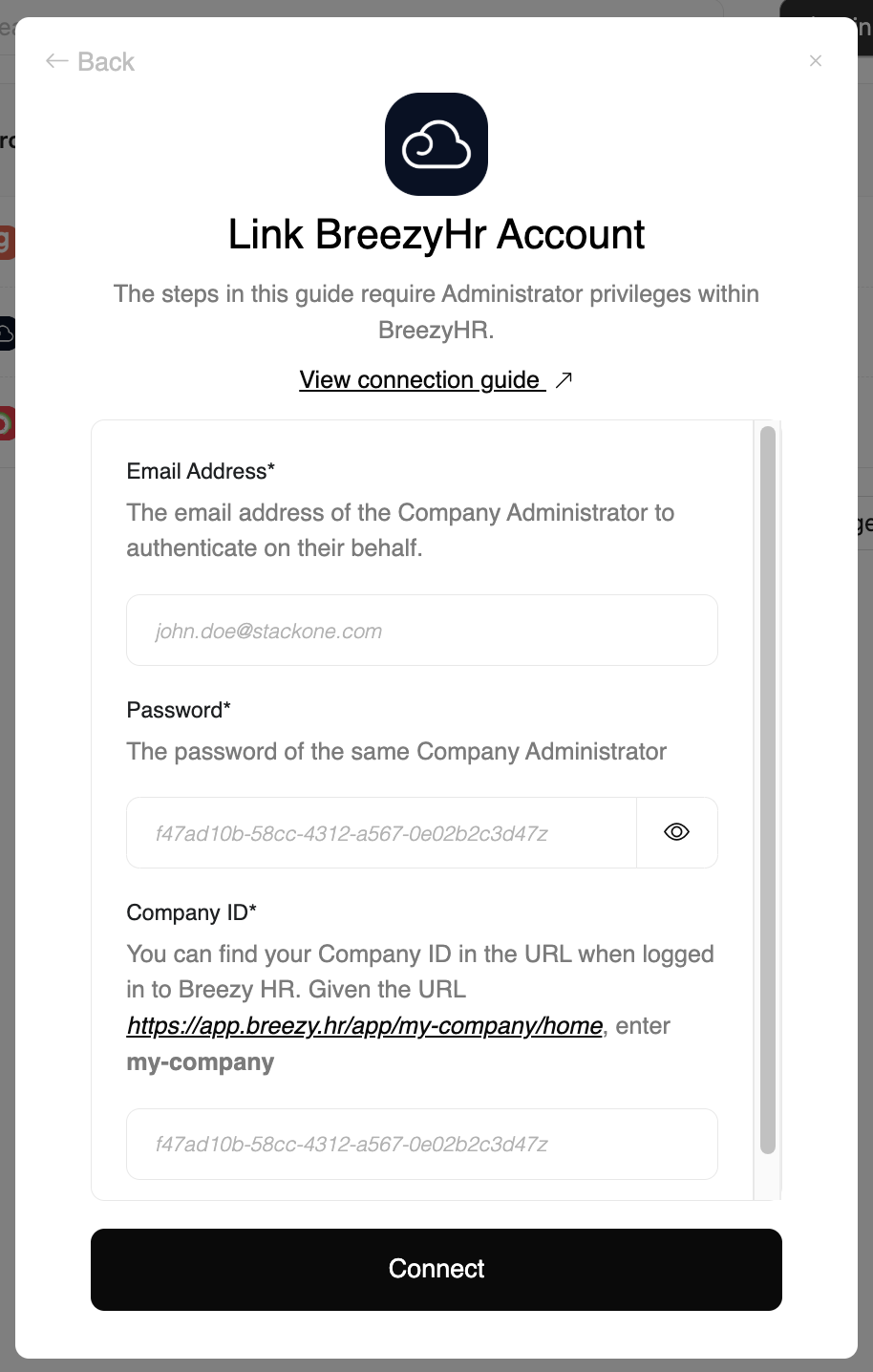 Enter Credentials