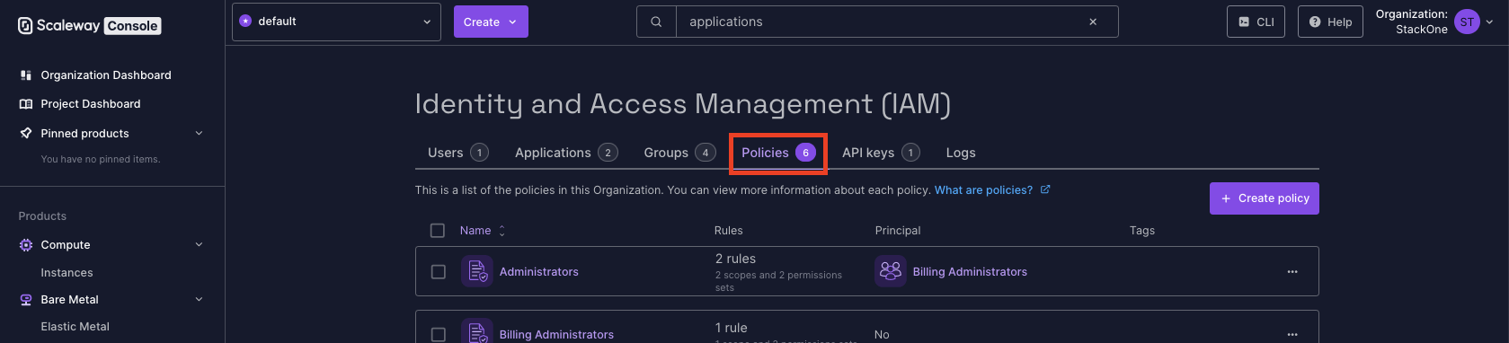 Create Policy