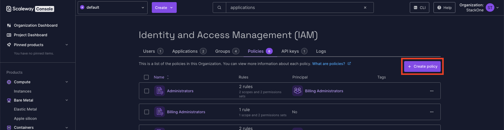 Create Policy