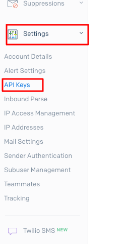 Sendgrid settings