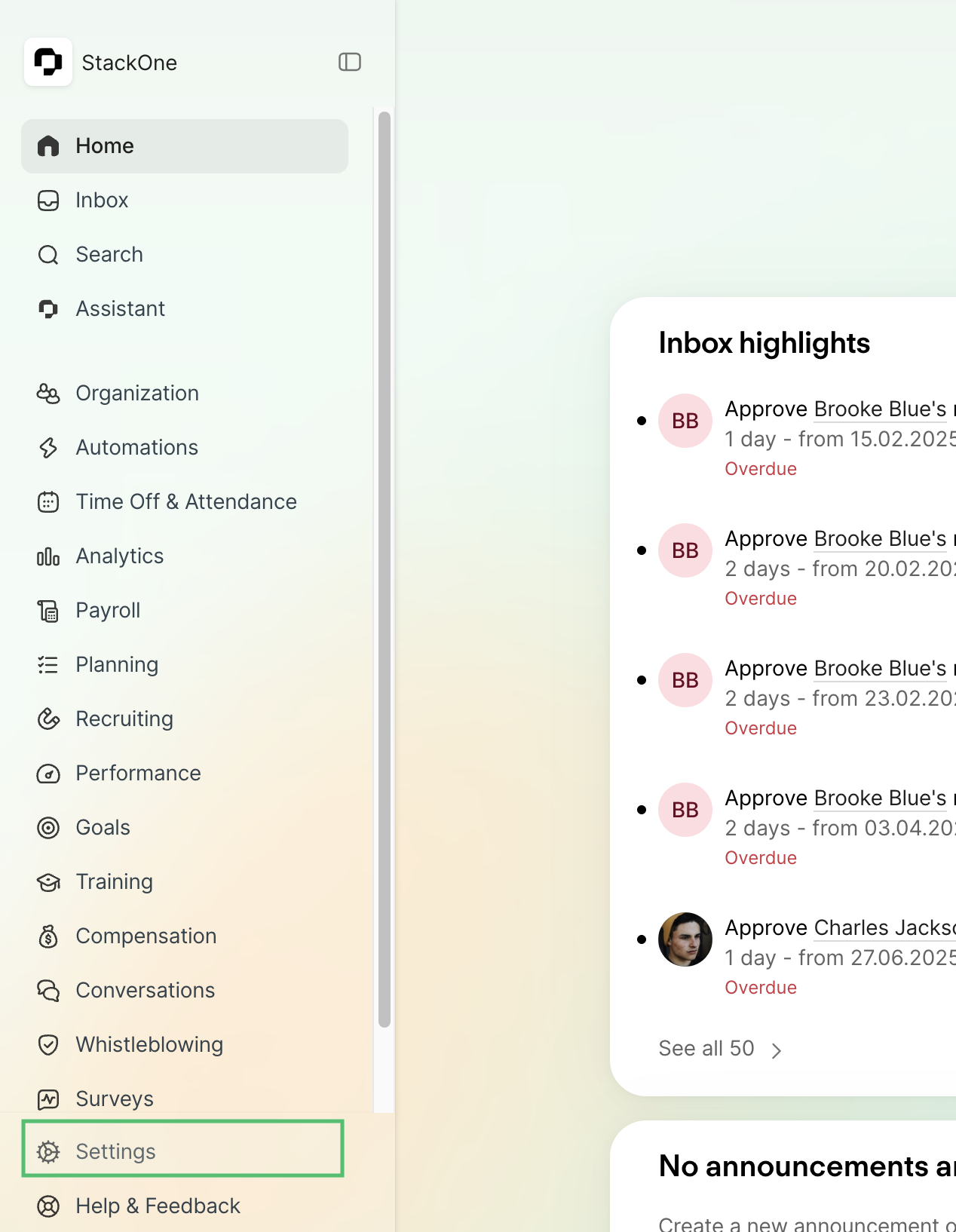 Settings Tab