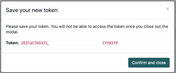 Copy your API Token