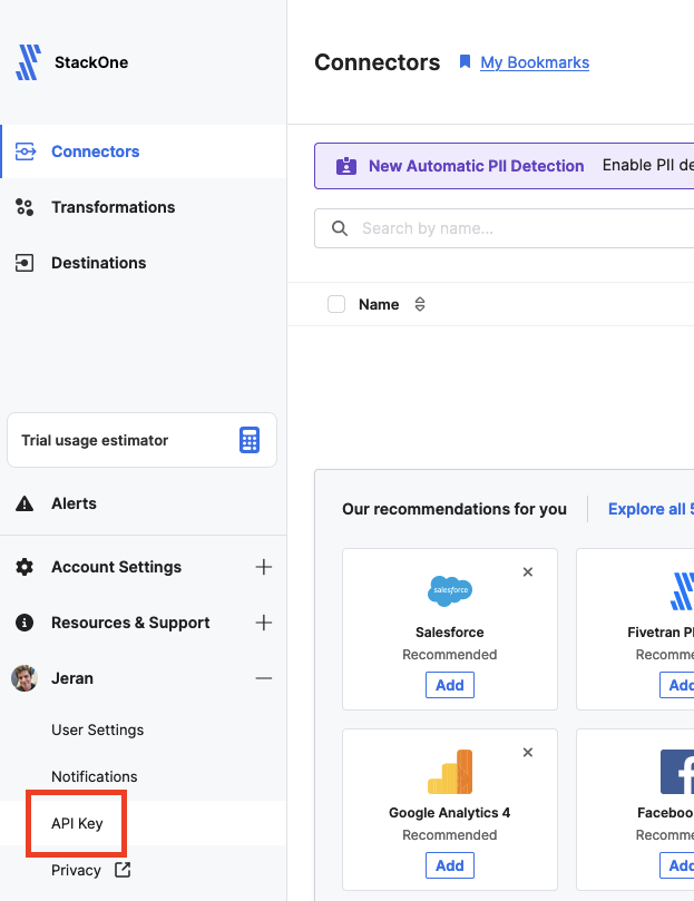 API Key Navigation