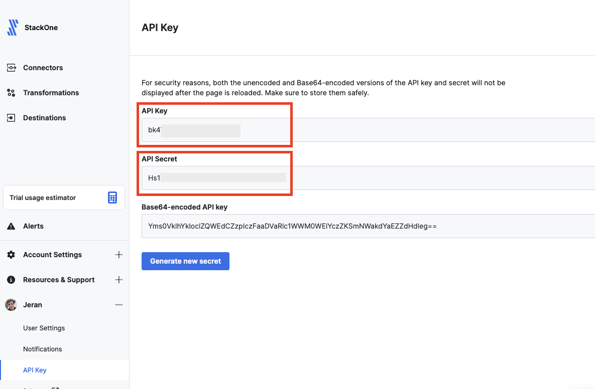 API Key and Secret