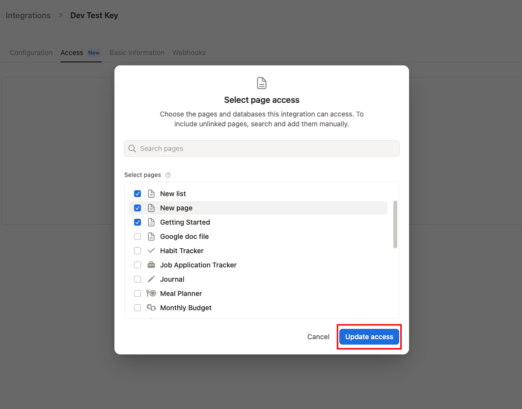 Select pages