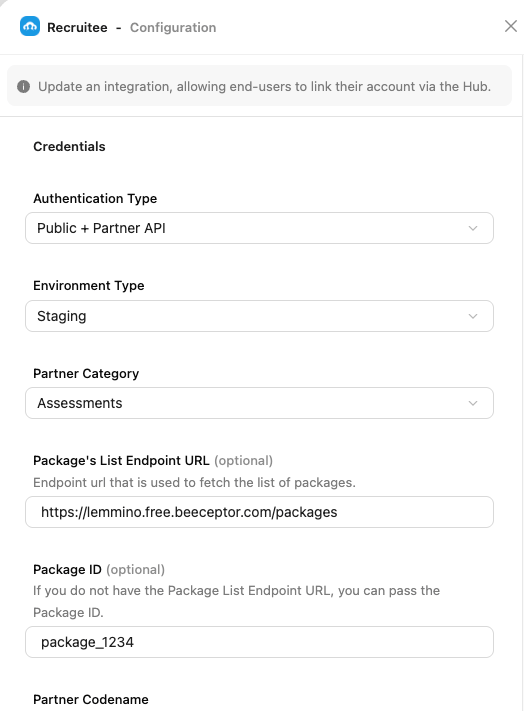 Recruitee Configuration Form