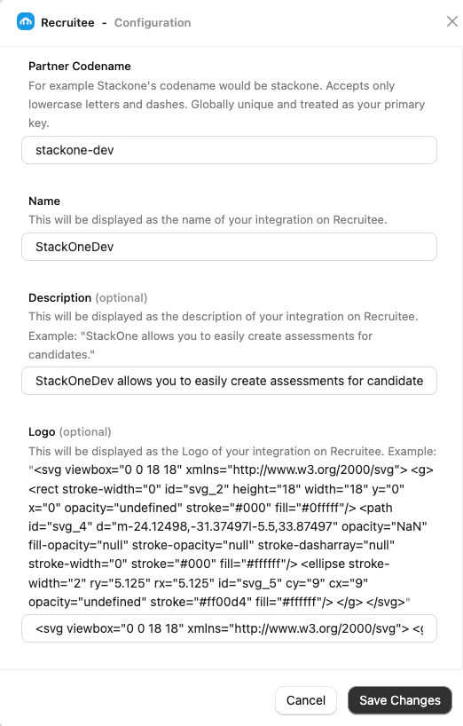 Recruitee Configuration Form