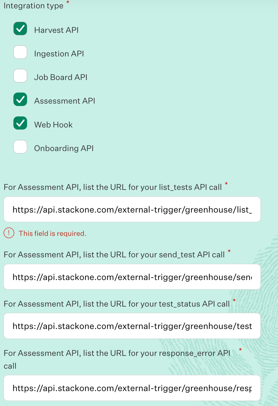 Greenhouse Assessment API Endpoint Form