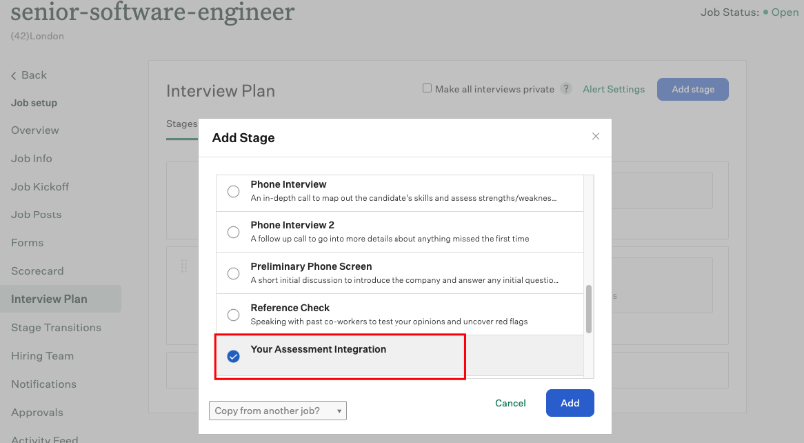User view of integration stage