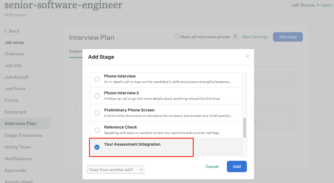 User view of integration stage