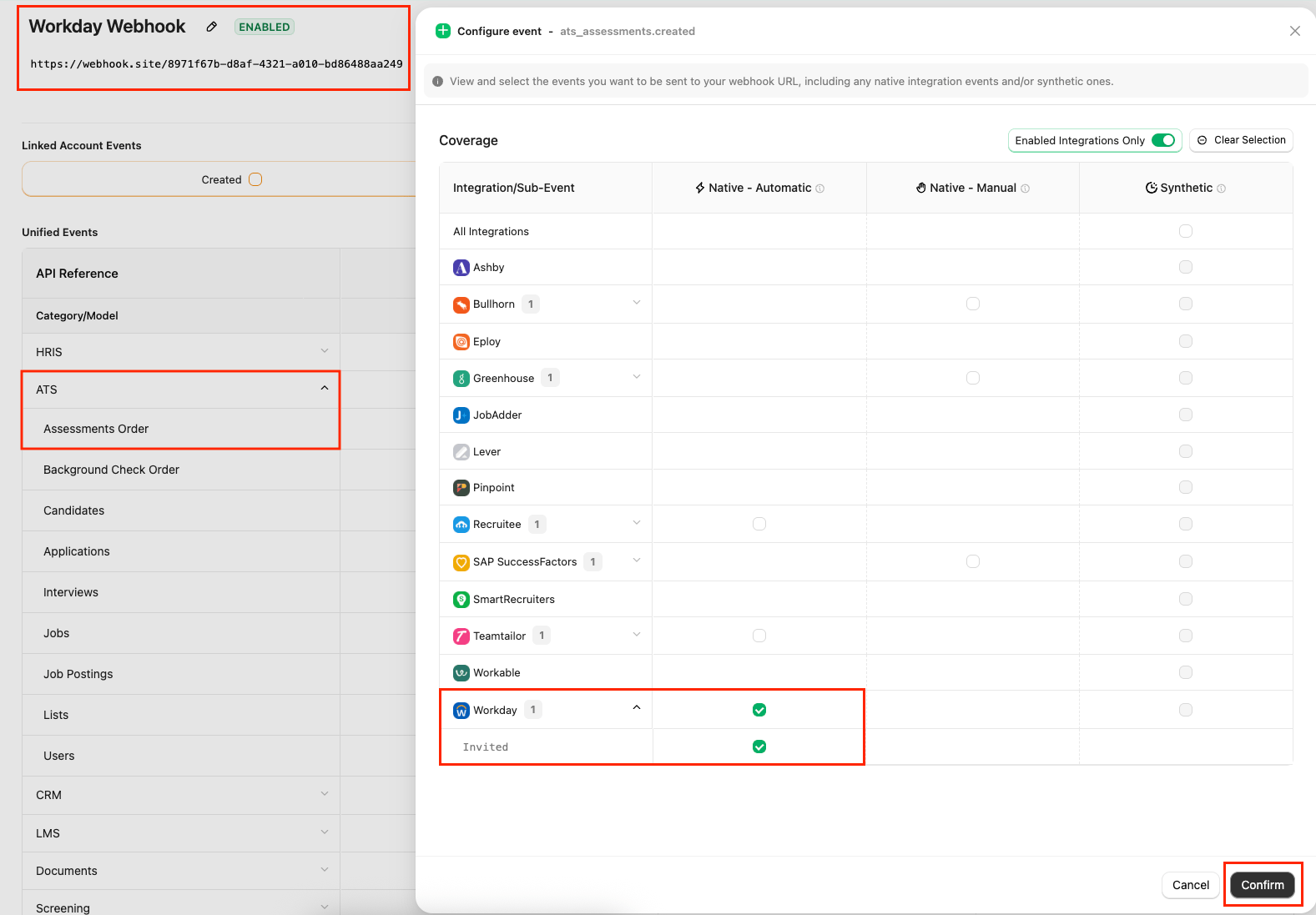 Select Webhook Event
