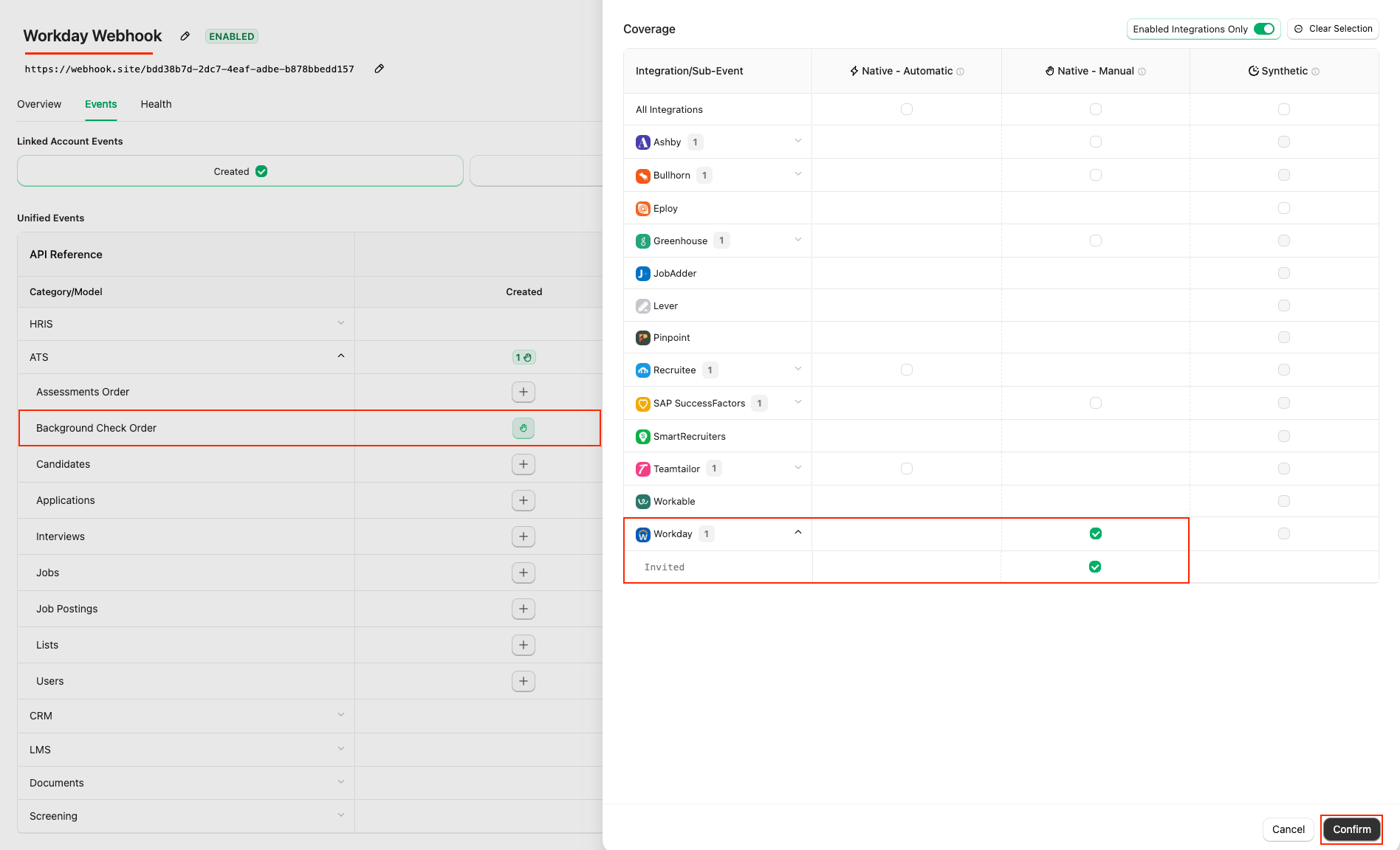 Select Webhook Event