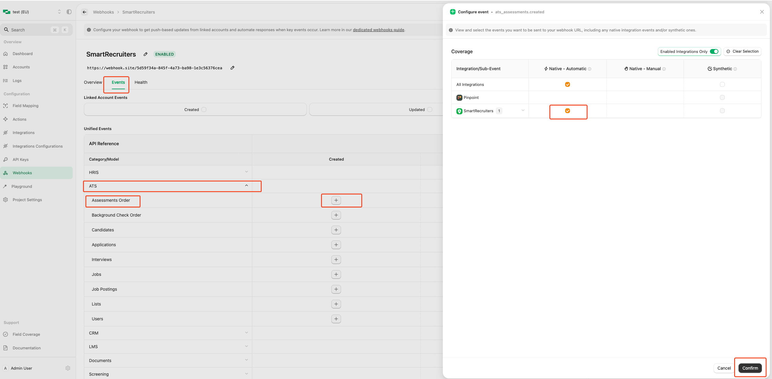 Configure Webhook Events