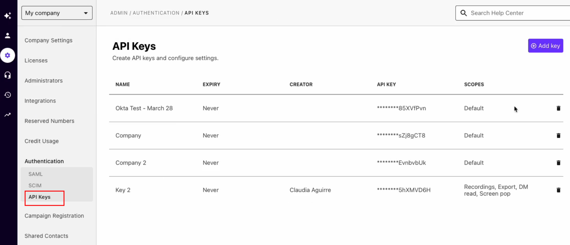 Admin Settings