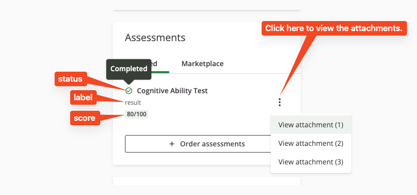Assessment Status and Result Tracking