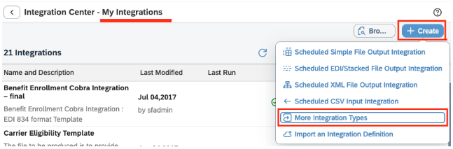 Select More Integration Types