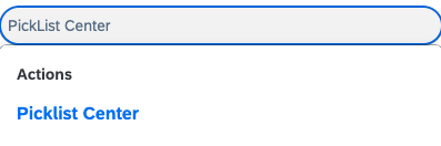 Navigate to PickList Center