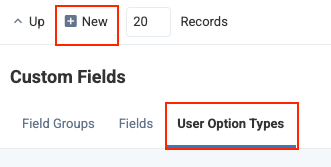 Go to user option types tab