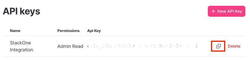Copy API Key