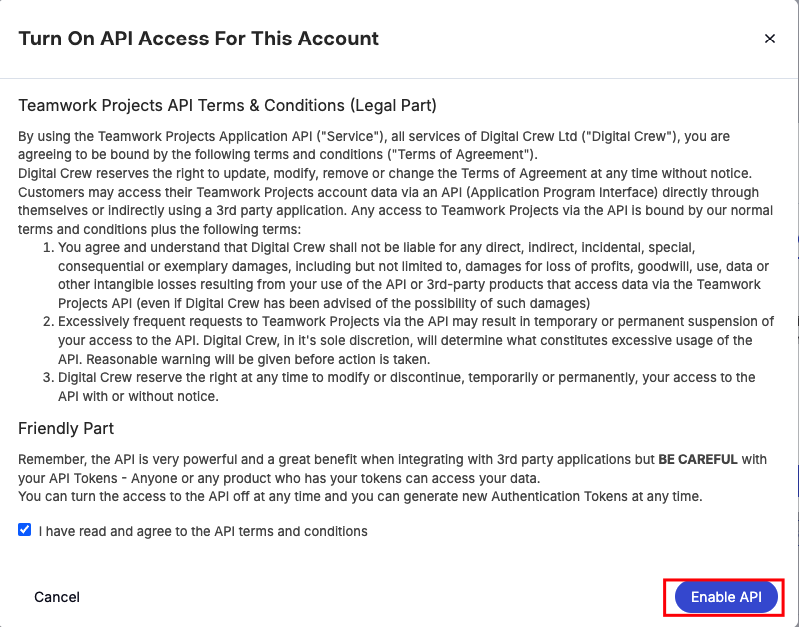 Enable API