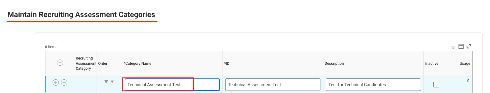 Maintain Assessment Categories