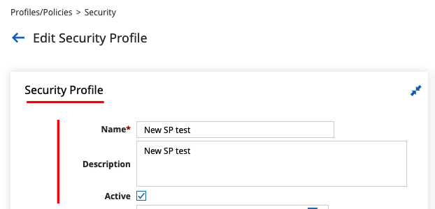 new scurity profile form