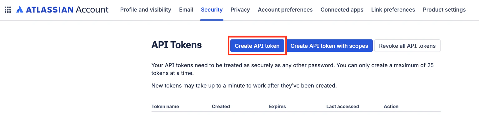 Create a new API Token