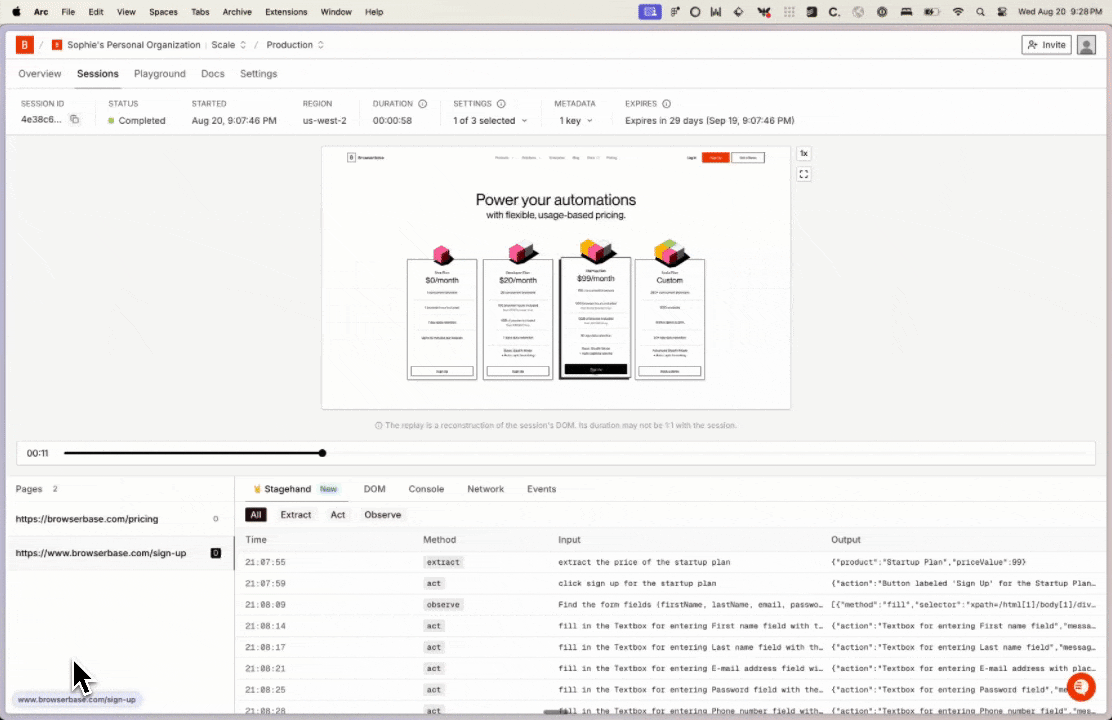Browserbase Session Observability