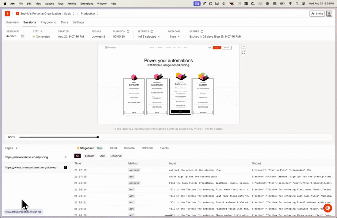 Browserbase Session Observability