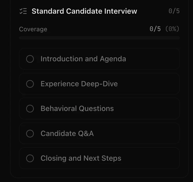 Dashboard showing Playbook's checklist