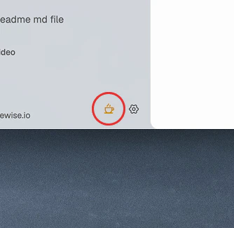 Keep awake button in the bottom-right corner of the stagewise sidebar on macOS