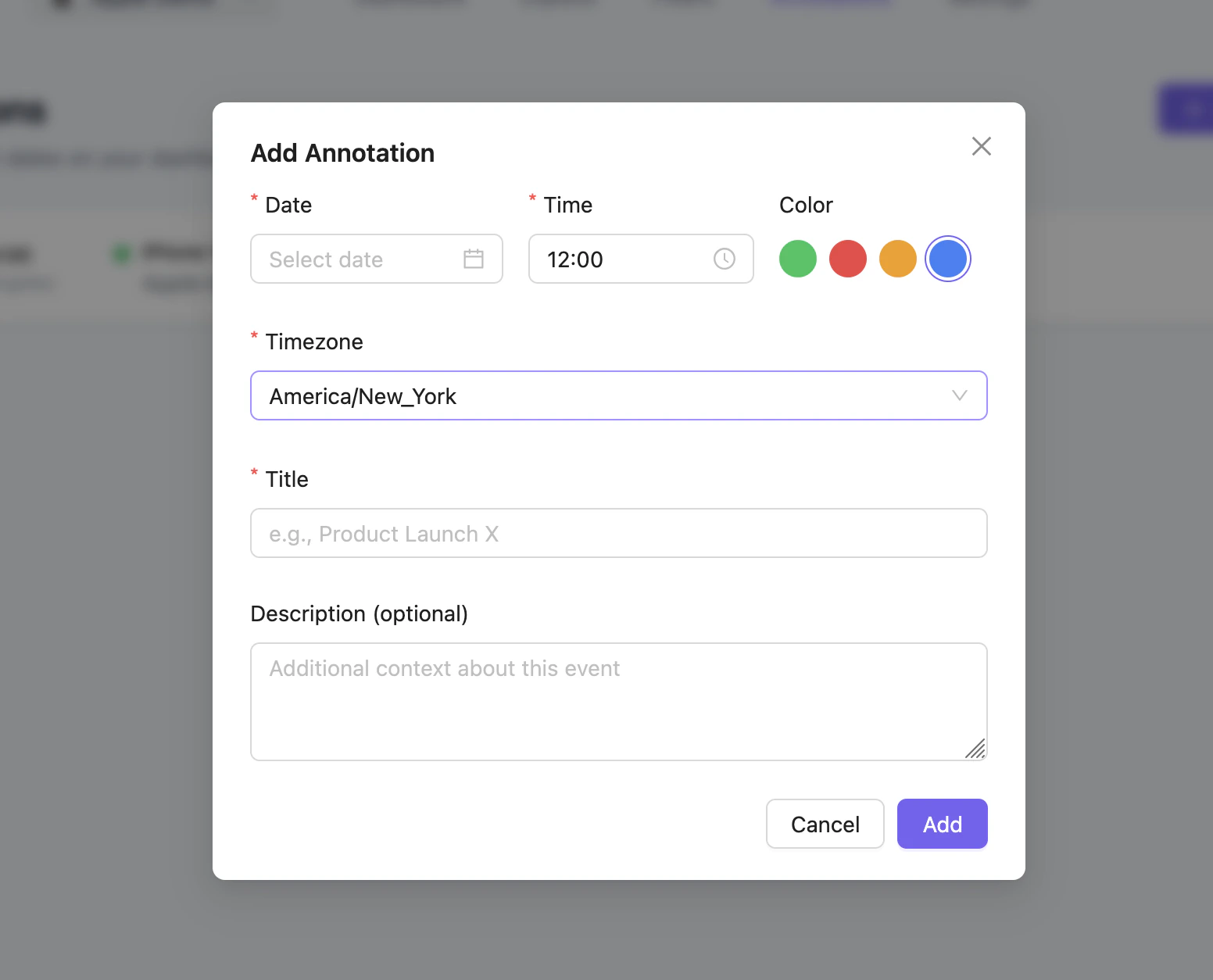 Annotation creation form