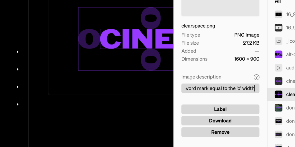 Image description field inside file info panel