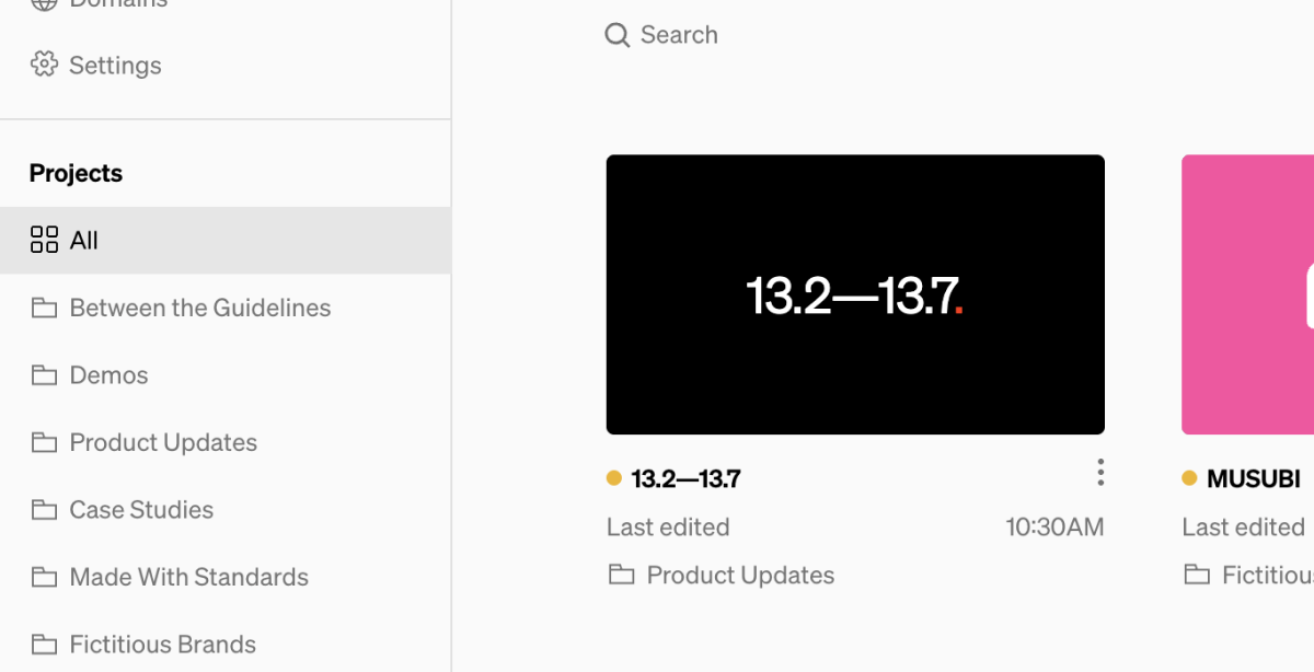 View inside dashboard focusing on numerous folders listed in the left sidebar