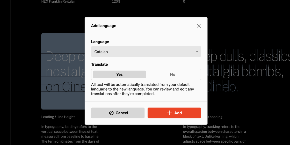 New language overlay