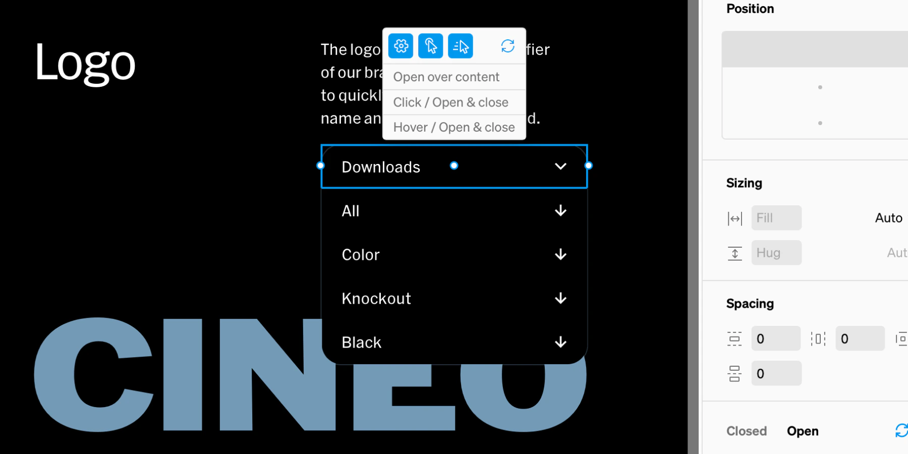 Dropdown In Body Toolbar