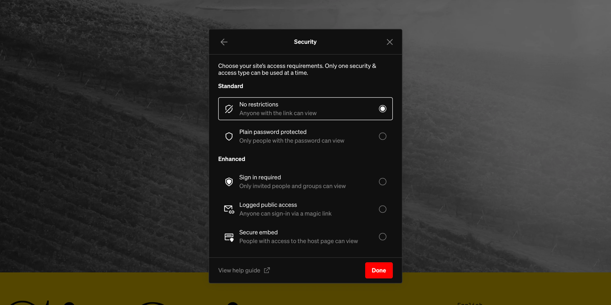 Standards and enhanced security options