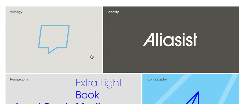Bento box grid of large buttons linking to different guideline pages