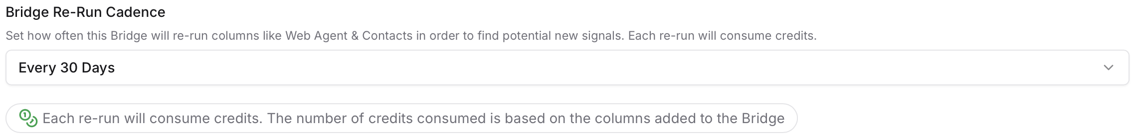 Cadence settings for refreshing contact enrichment