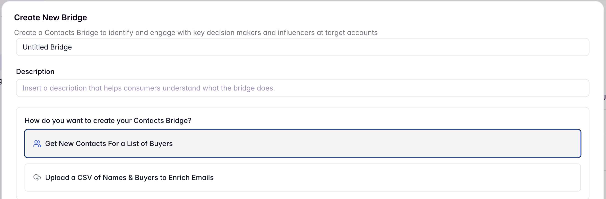 Creating a Contacts Bridge from the Starbridge UI