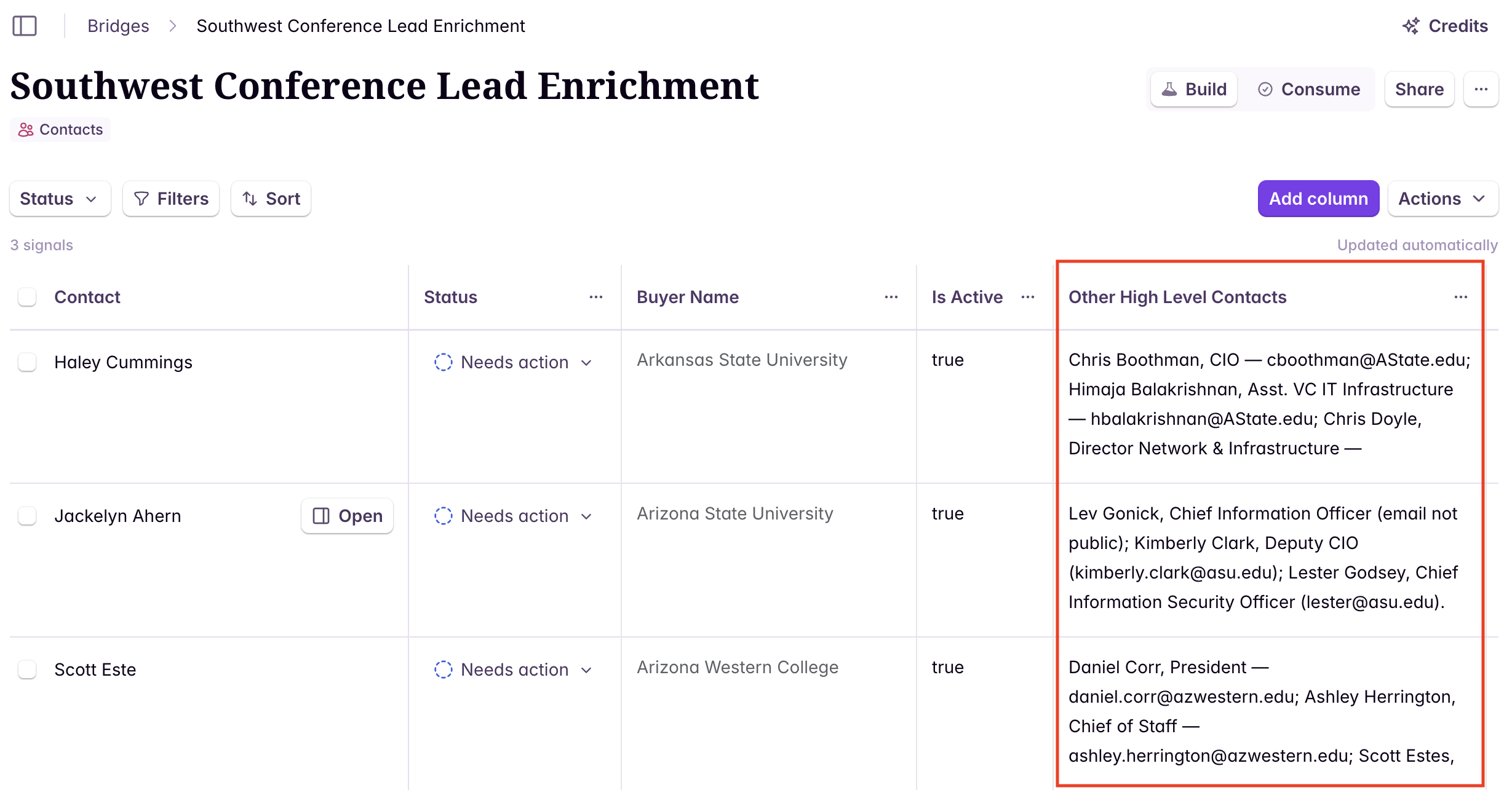Adding a Custom Web Agent column for decision-maker enrichment