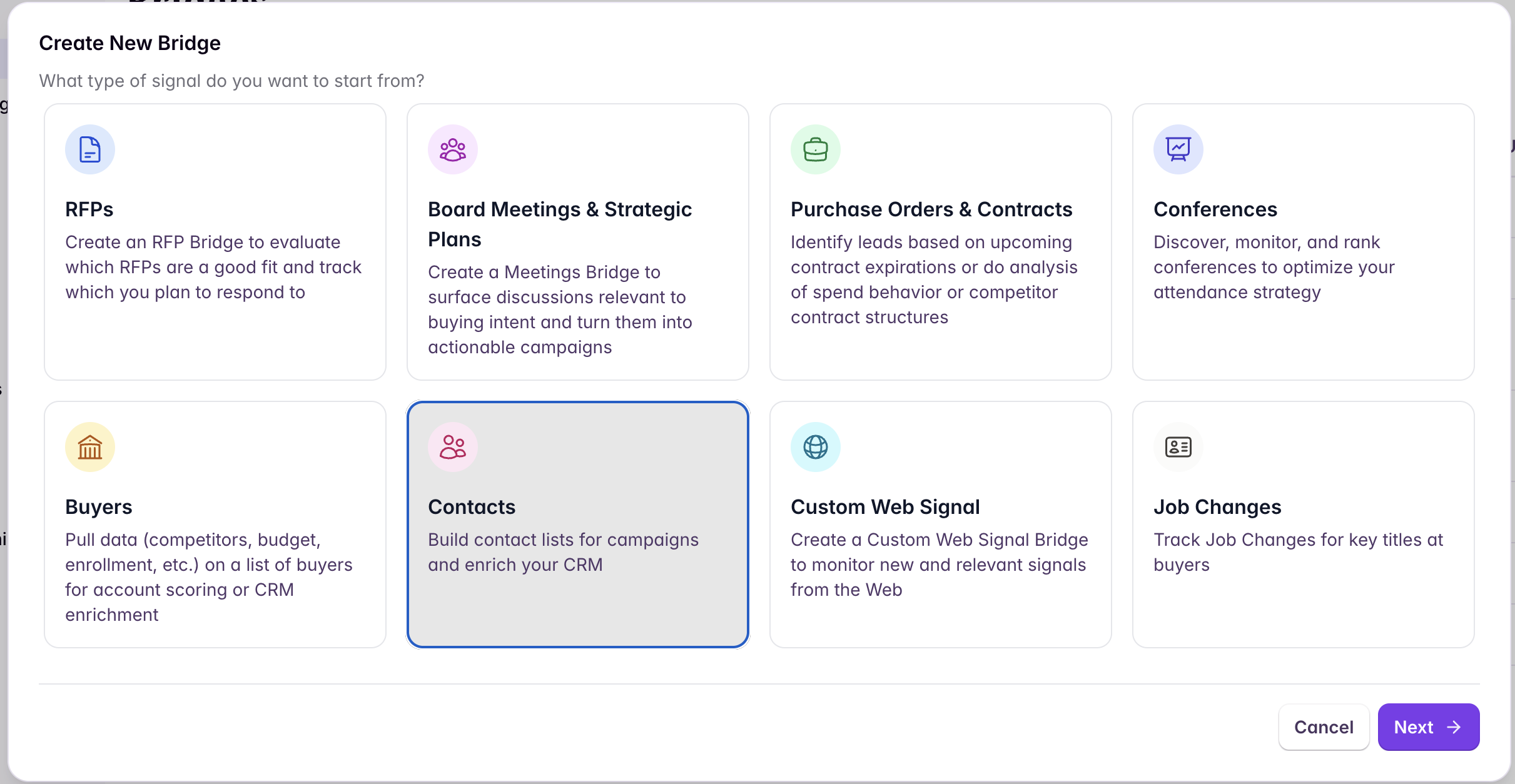 Creating a Contacts Bridge from the Starbridge UI