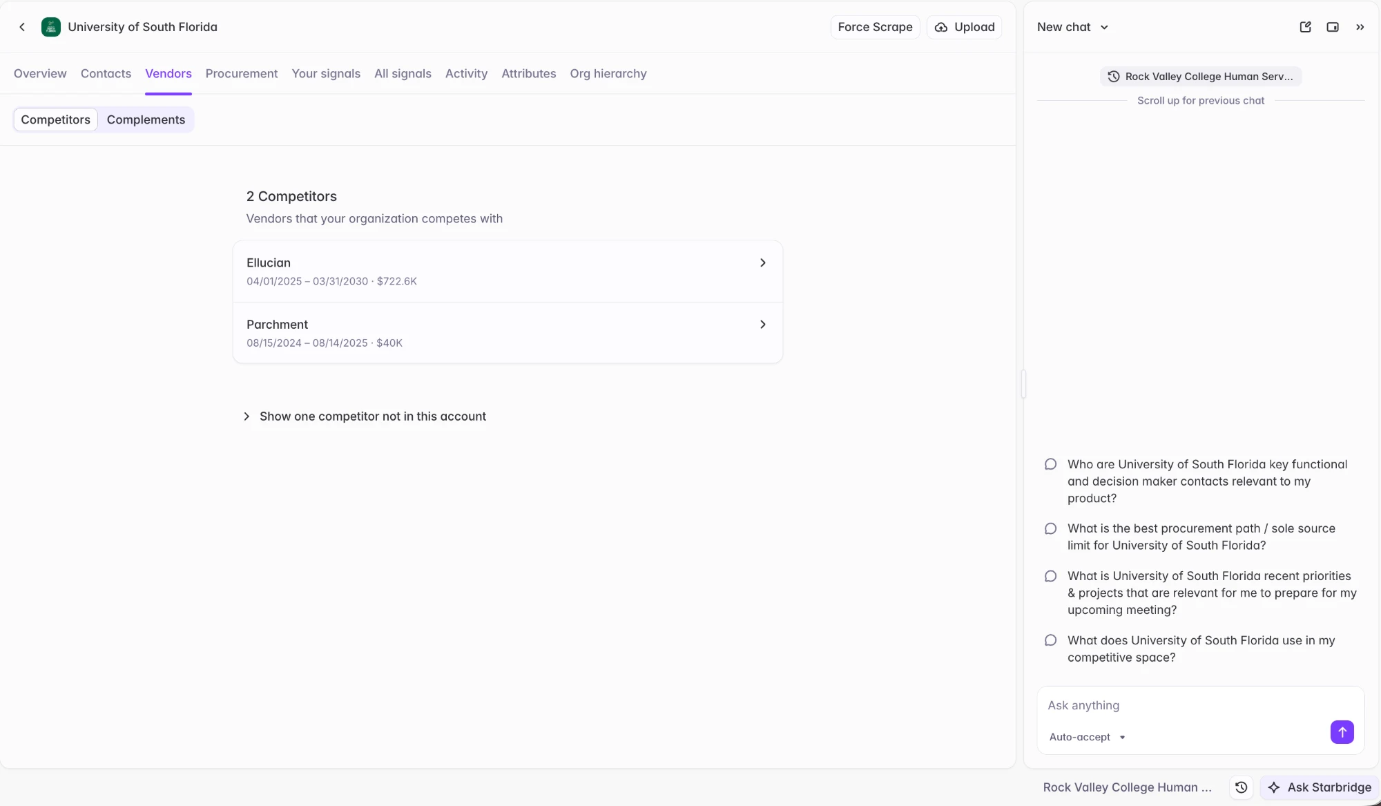 Vendors Tab