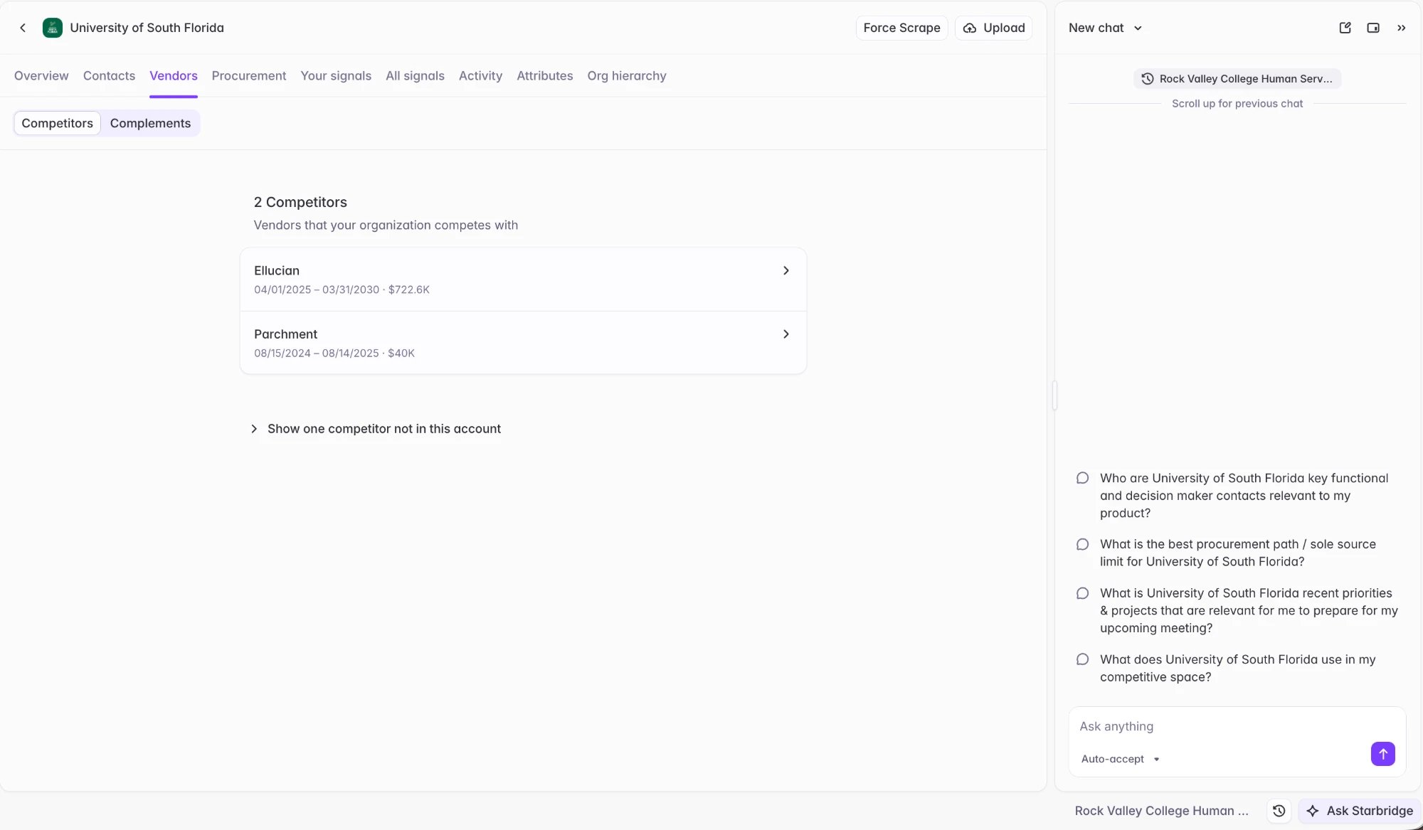 Vendors Tab