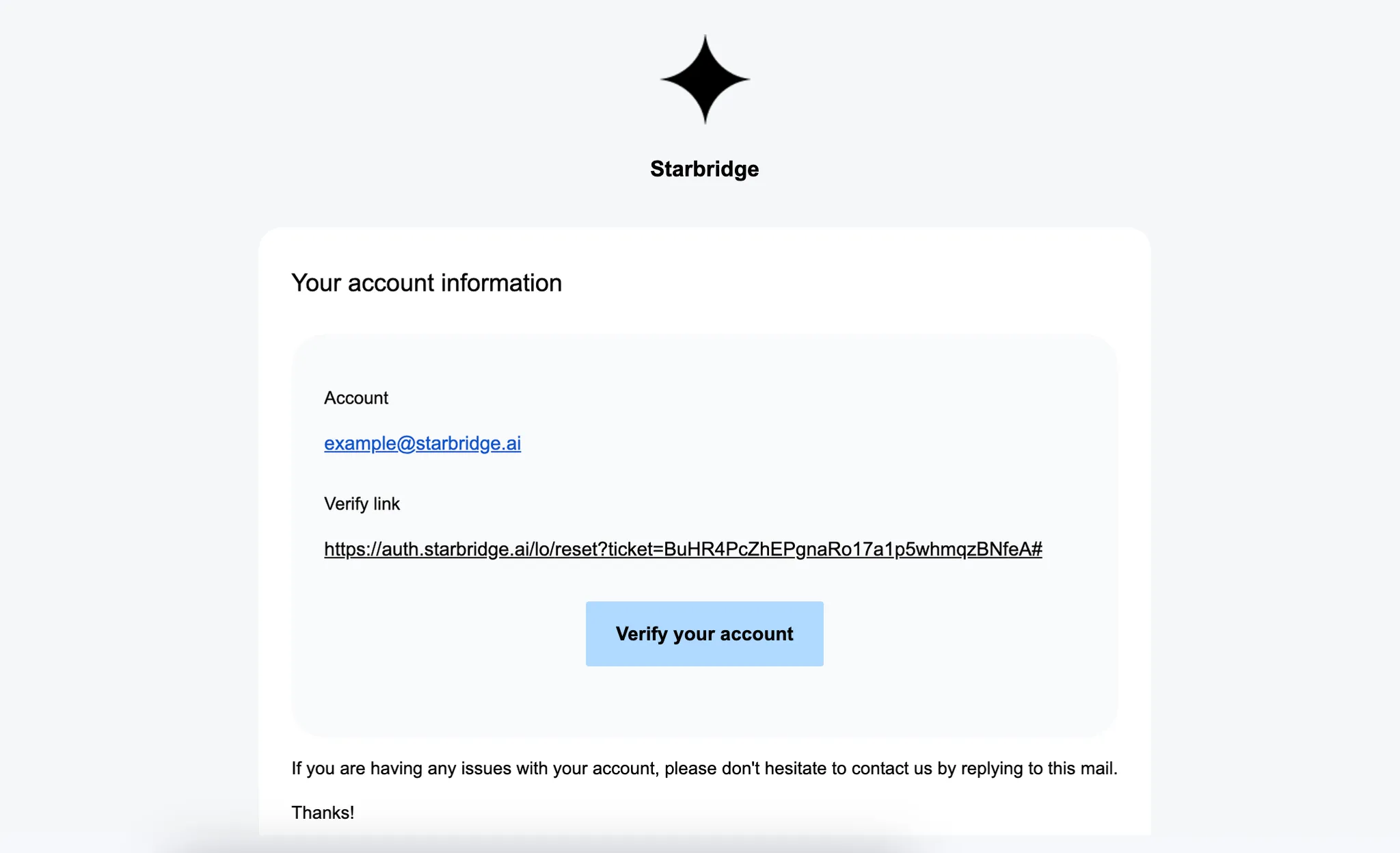 Starbridge invite email example