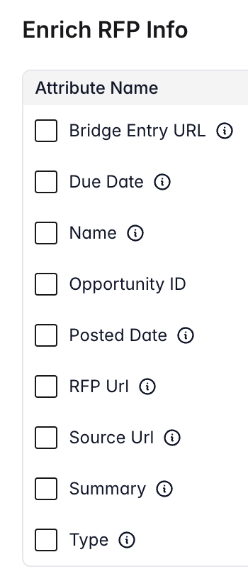 RFP bridge specific columns selector